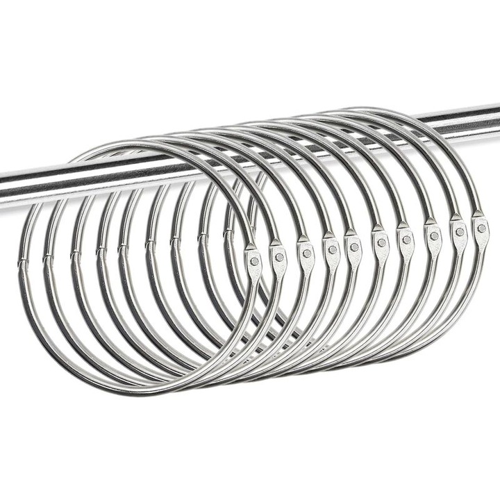 Set 40 inele metalice pentru perdele, argintiu, 50mm
