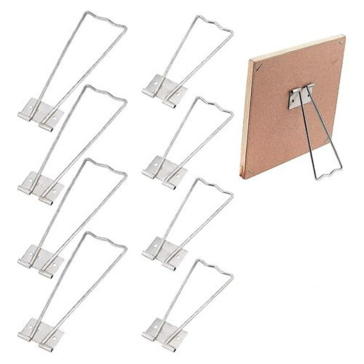 12 darabos képkeret tartó készlet, rozsdamentes acél, 152x49.5x4.5mm és 102x46x5mm, rozsdaálló