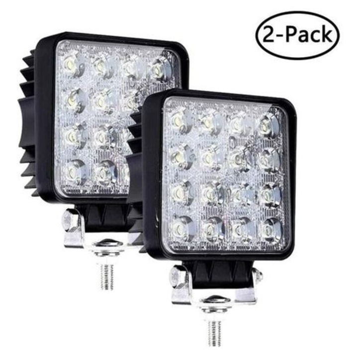 2 db csupasz LED 48W, 4 hüvelyk, hideg fehér, IP67, alumínium készlet