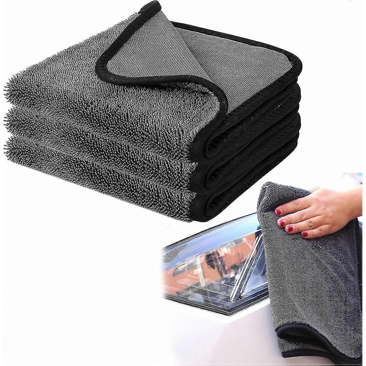 Set 3 prosoape baie XXL, uscare rapida, 40x60cm