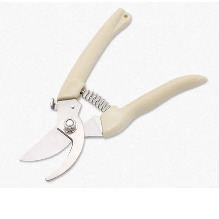 Kerti olló rozsdamentes acélból, rugós, biztonsági zárral, éles, 20cm