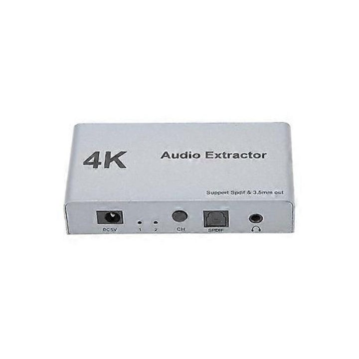 HDMI audio extraktor 2 az 1-ben, 4K 30Hz, fekete, 9x4.7x1.9cm