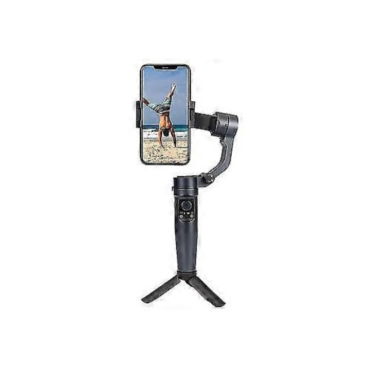 3 tengelyes gimbal stabilizátor okostelefonhoz állvánnyal, fekete