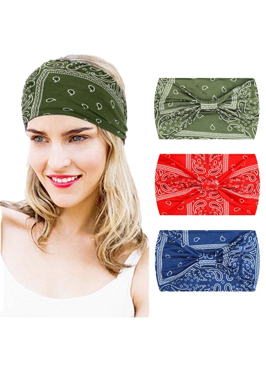 3 csomag Boho hajpánt, rugalmas, széles, fekete, rugalmas, jógához, csomózott turbán fejpánttal, csavart szövetből, elegáns fejpántok nőknek és lányoknak, 1