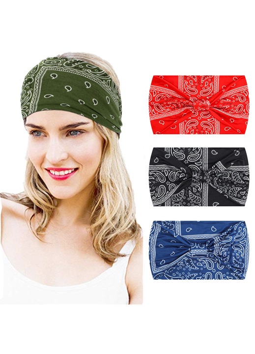 3 csomag Boho hajpánt, rugalmas, széles, fekete, rugalmas, jógához, csomózott turbán fejpánttal, csavart szövetből, elegáns fejpántok nőknek és lányoknak, 3