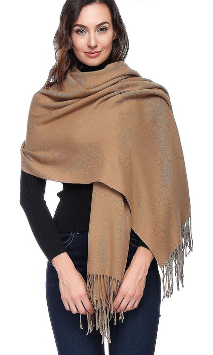 Esarfa dama pashmina, lana si casmir, extra mare, multicolor, 78x28"