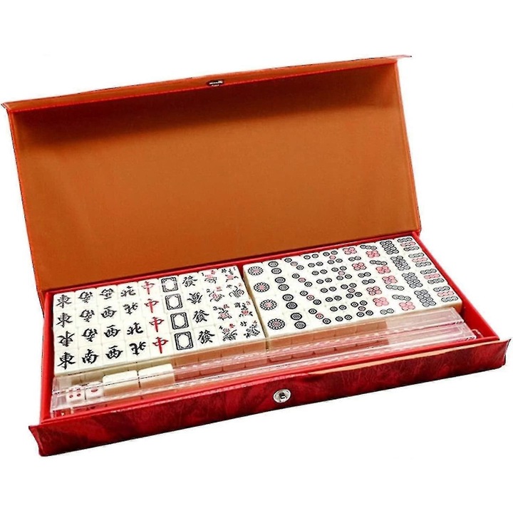 Klasszikus Mahjong játékkészlet 144 számozott darabbal