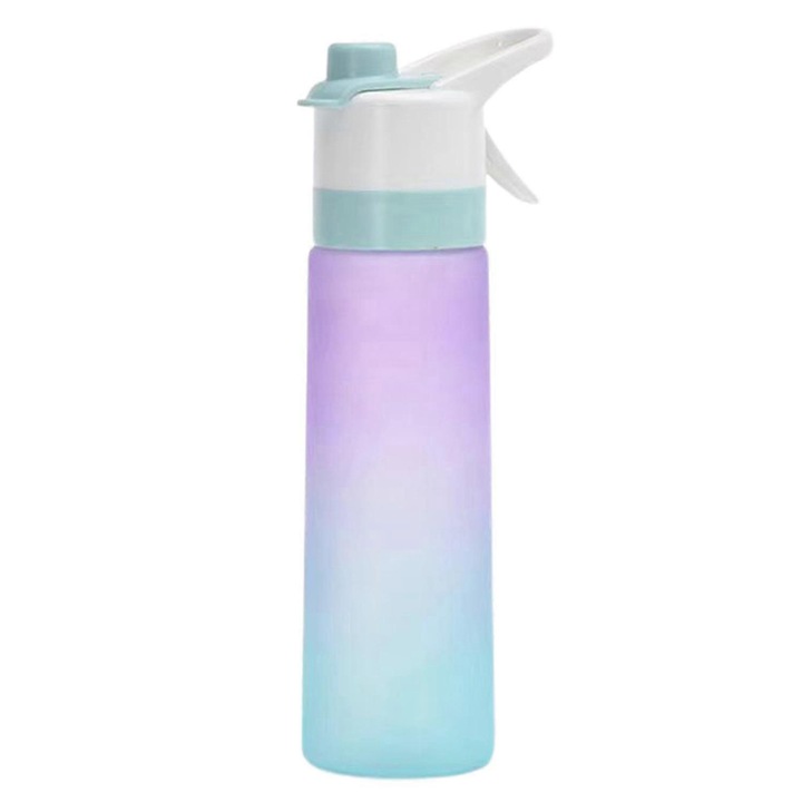 Sticla apa 700ml, capacitate mare, design cu pai, albastru mov, 7.5x7x28cm