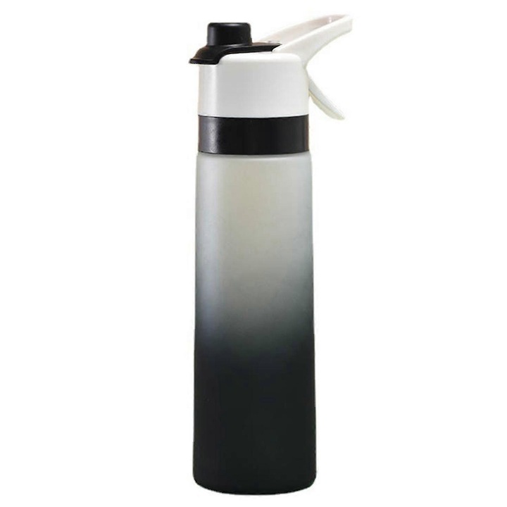 Sticla apa 700ml, capacitate mare, design cu pai, negru, 7.5x7x28cm