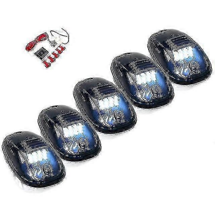 5 db füstszínű LED kabinlámpa készlet 12V borostyánsárga 14x8x4cm