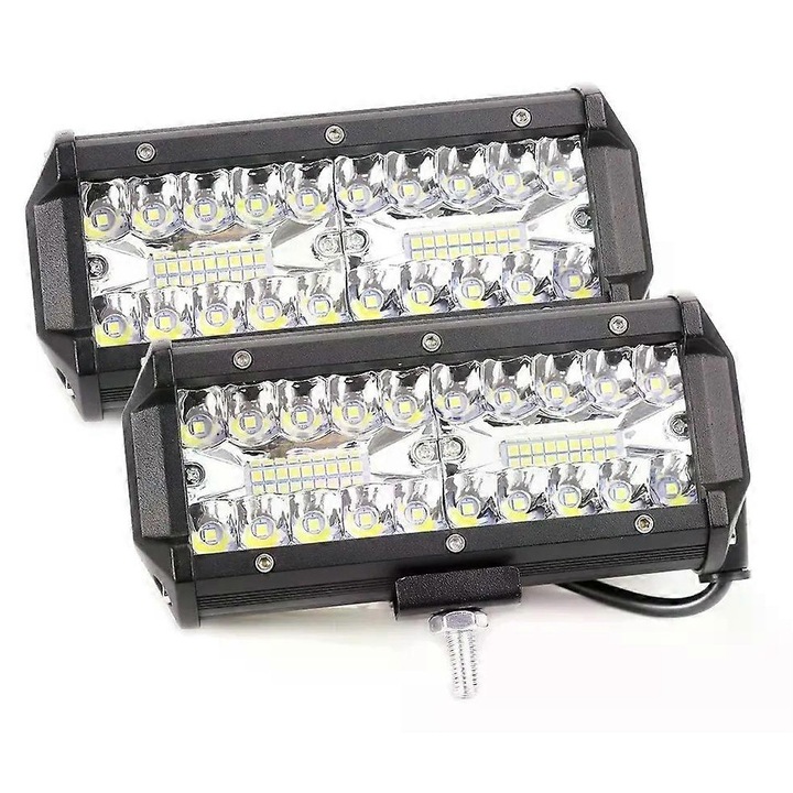Bara LED 7 inch 120W 12V-24V, IP67, hideg fehér
