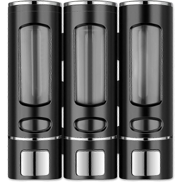 Zuhany adagoló 3 rekeszes, nagy kapacitású, ABS, fúrás nélküli rögzítés, fehér, 13.5oz x 3