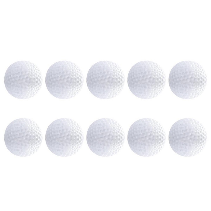 Set 10 mingi de antrenament, plastic, gol, alb, 4.1cm diametru