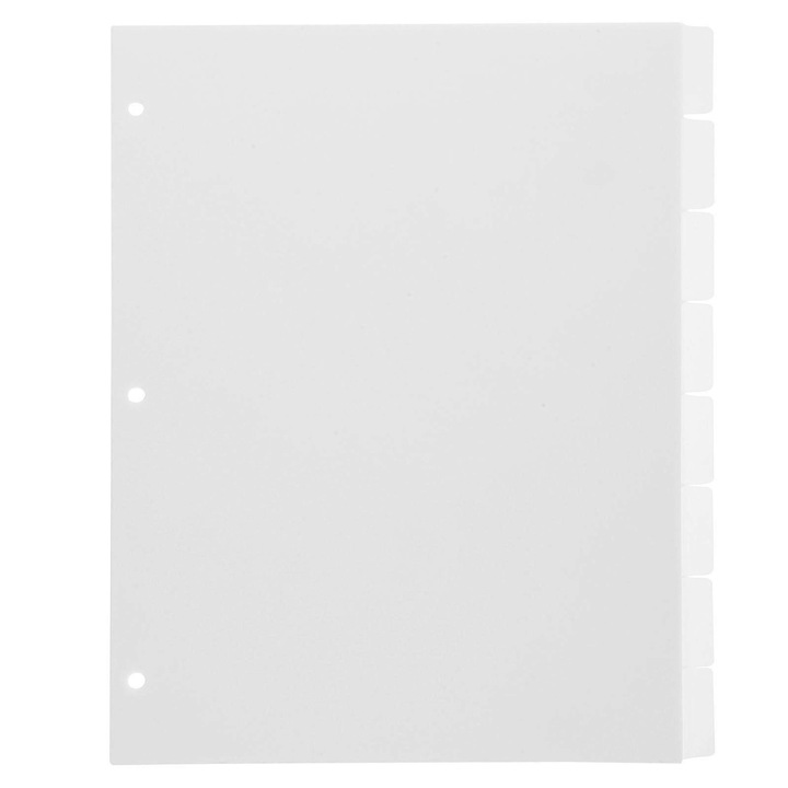 Divizoare foi pentru dosar, 8 lap, alb, 27.7x21.2x0.1cm