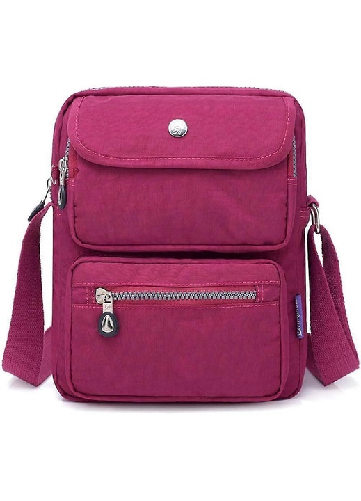 Női crossbody táska, nylon, vízálló, bordó, 26x7x20cm
