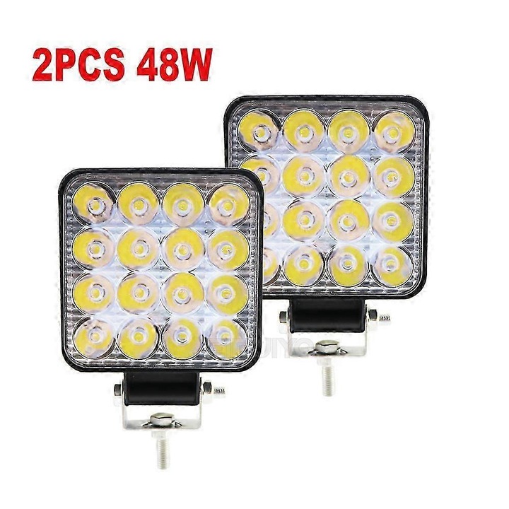 Bara LED de lucru 48W 6500K, 16 LED, IP68, 9-32V, set 2/4 buc