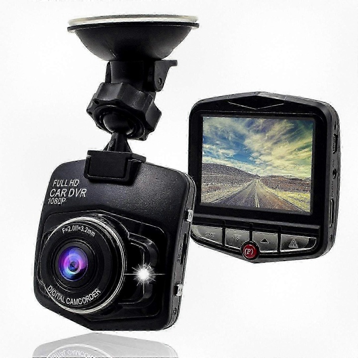Autós kamera DVR 1080p, 2.4 hüvelykes kijelző, 140°-os látószög, fekete