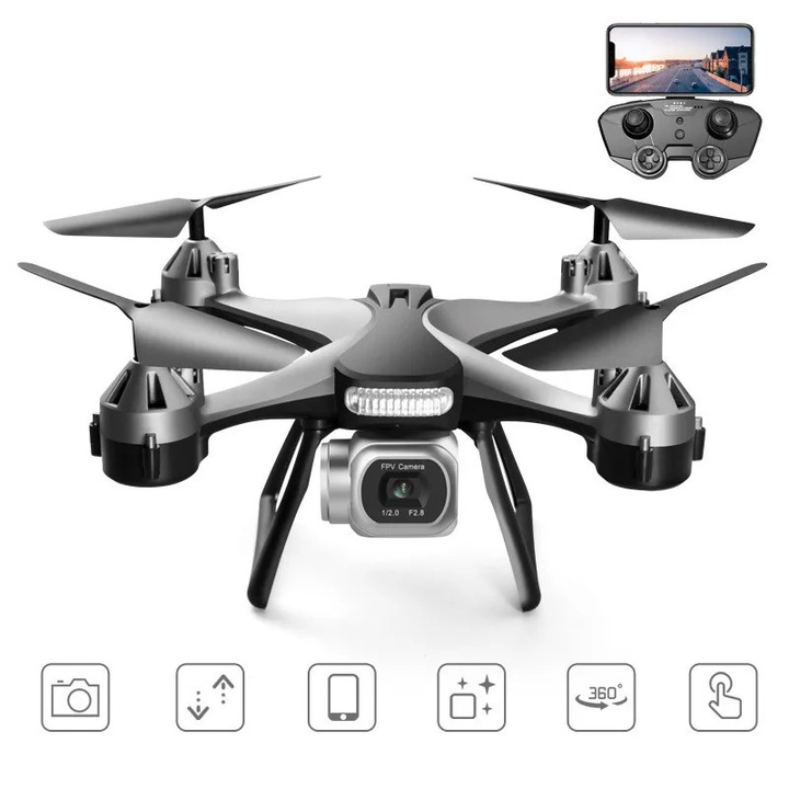 Intelligens 4K drón dupla kamerával, Bytelike, quadcopter távirányítóval, stabilizációval, 360°, automata visszatérés, gyerekeknek, ajándék játék, 20 perc üzemidő, 100m