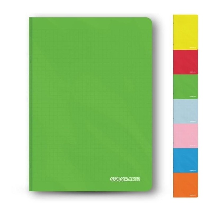 Set 4 caiete A5, 60 file matematica, coperti plastic, hartie 70 g/mp, Colorarte, Mix Color