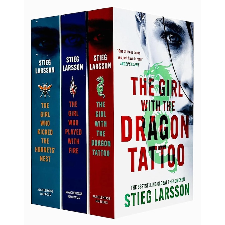 Colectie 3 Carti Millennium Stieg Larsson, thriller, engleza, brosata, 2023