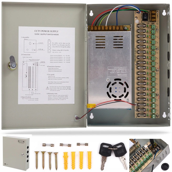 Захранване за камери за наблюдение Linbox 12V 30A 18 изхода