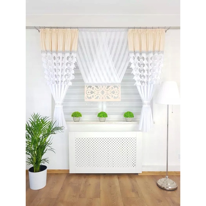 Dekoratív panel szett Flying krémszínű függönyökkel 120x130cm 145x160cm
