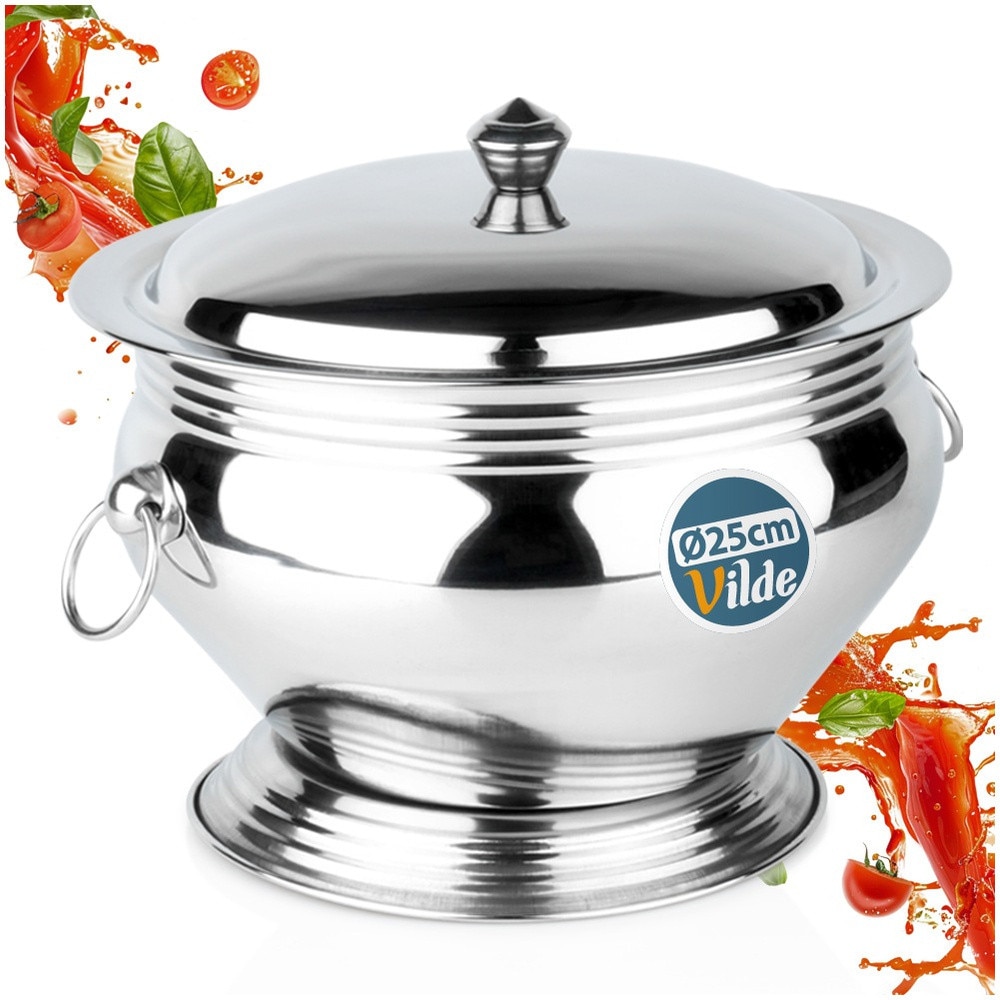 Vilde Supieră de inox Compatibila Argintiu 28x26x23cm, 5 litri, cu capac