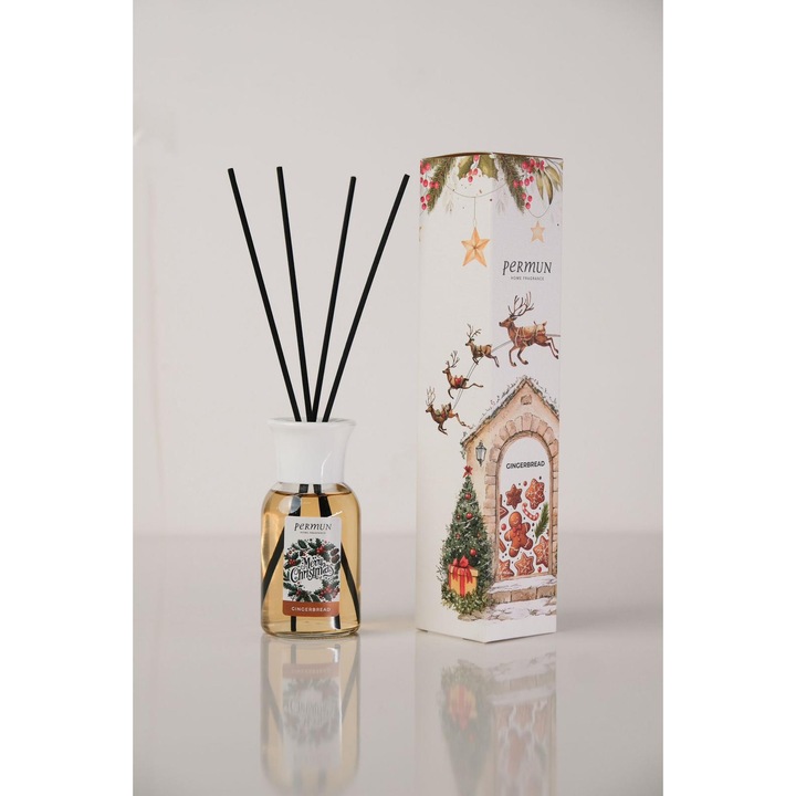 Prémium Szobaparfüm, Erős és Tartós Illat, Koncentrált Esszencia, Semlegesíti a Kellemetlen Szagokat, Elegáns Design, Quality Permun Scents, Mézeskalács Aroma