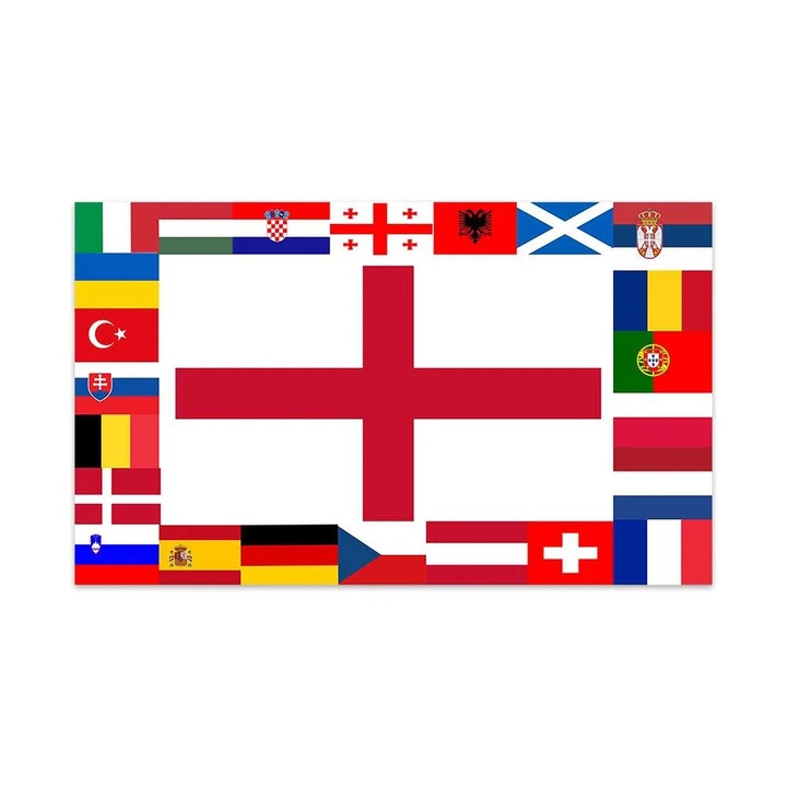 Set steaguri echipe Euro 2024, poliester, multicolor, 90x150cm si 110x180cm