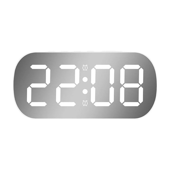 YANYXR digitális ébresztőóra LED tükör kijelző fekete 12.8x3.5x6.5cm