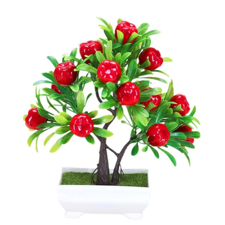 Bonsai artificial YANYXR mini copac fruct portocaliu 24x16cm