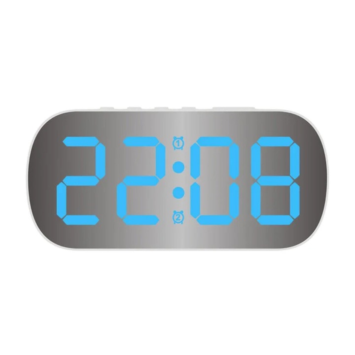 YANYXR LED digitális ébresztőóra, tükör, fekete, 12.8x3.5x6.5cm
