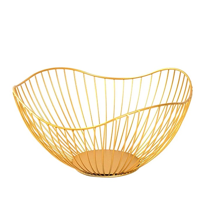 Platou fructe si gustari YANYXR, fier, negru-auriu, 27.5x6cm si 27x13cm