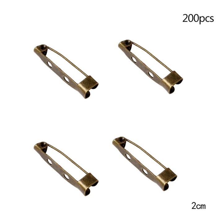 Bronz bross tűk 2cm, 200 darabos készlet, ötvözet varráshoz és barkácsoláshoz