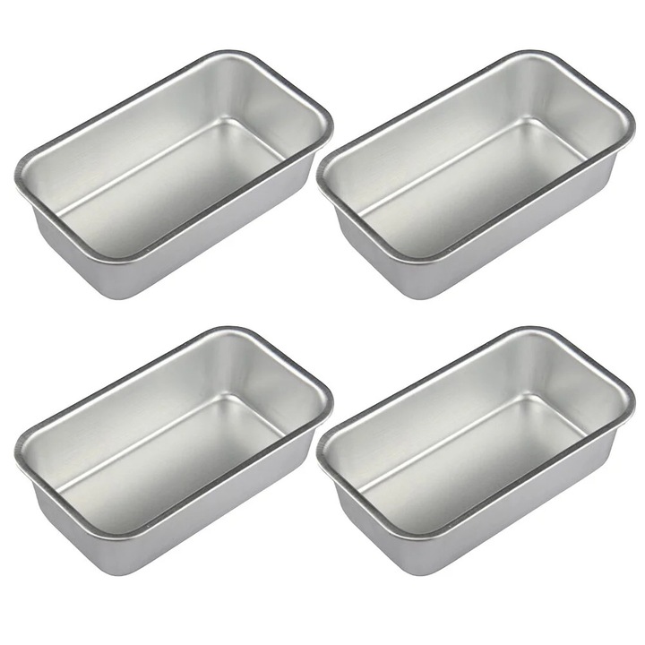 YANYXR alumínium sütőforma 12x7x3.8cm, 4 darabos készlet, ezüst