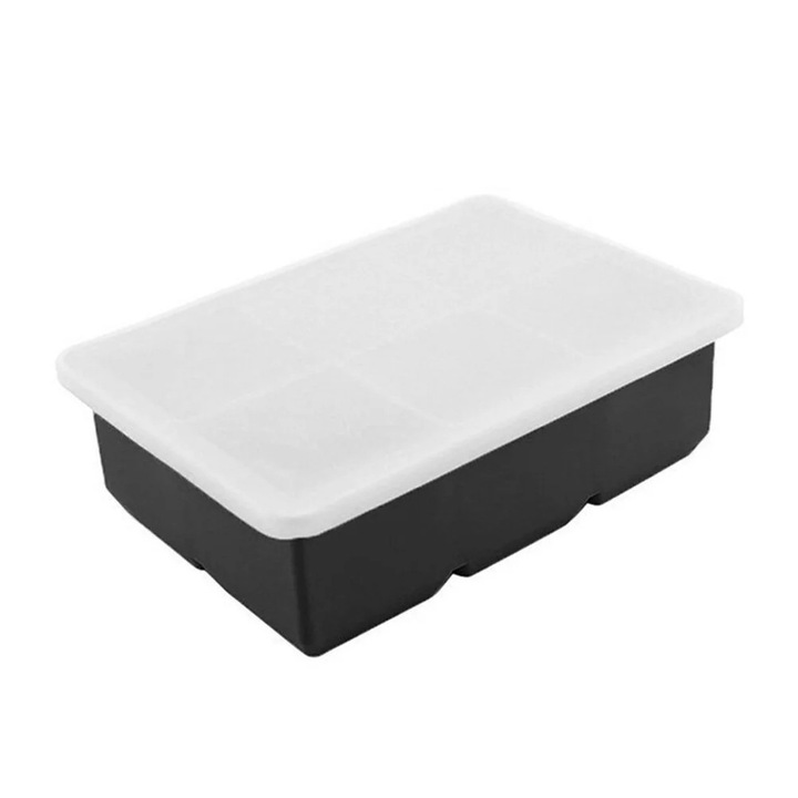 Форма за кубчета лед YANYXR силиконова с капак черно-бяла 16x11.5x5см