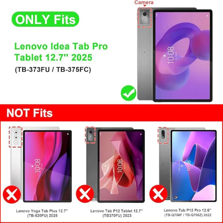 Husa de protectie pentru tableta Lenovo Idea Tab Pro 12.7 inch (TB-373FU/TB-375FC) 2025, VIENOD®, husa de protectie subtire cu suport, auto functie sleep/wake, Albastru