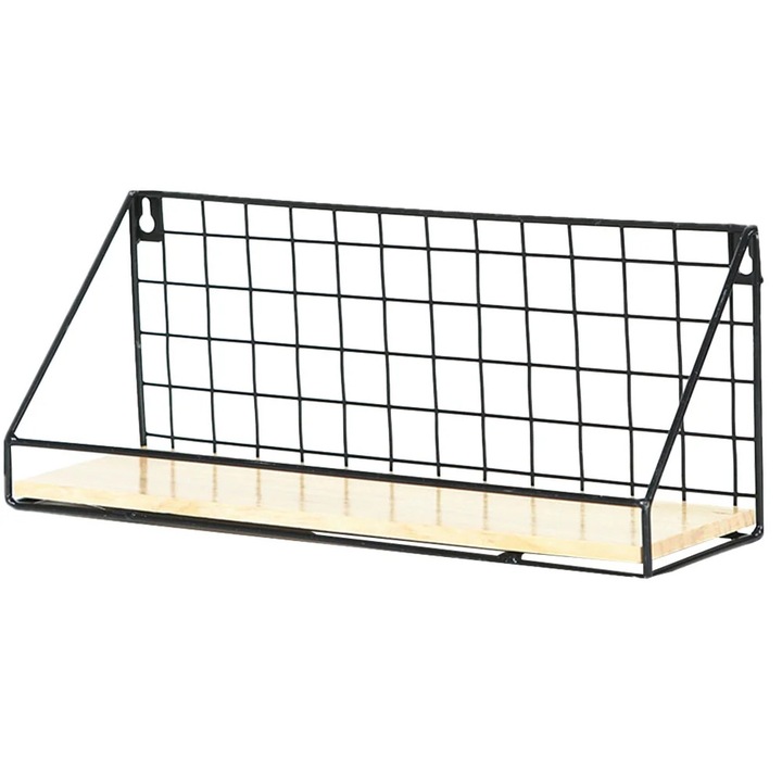 Raft de perete YANYXR, fier, negru-galben, 44.5x15.5x11.5cm