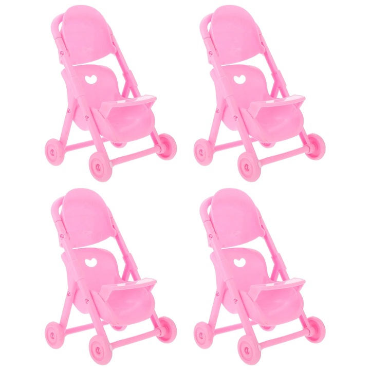 Set 4 piese carucior papusi si mobilier YANYXR roz 15x8.5x8cm