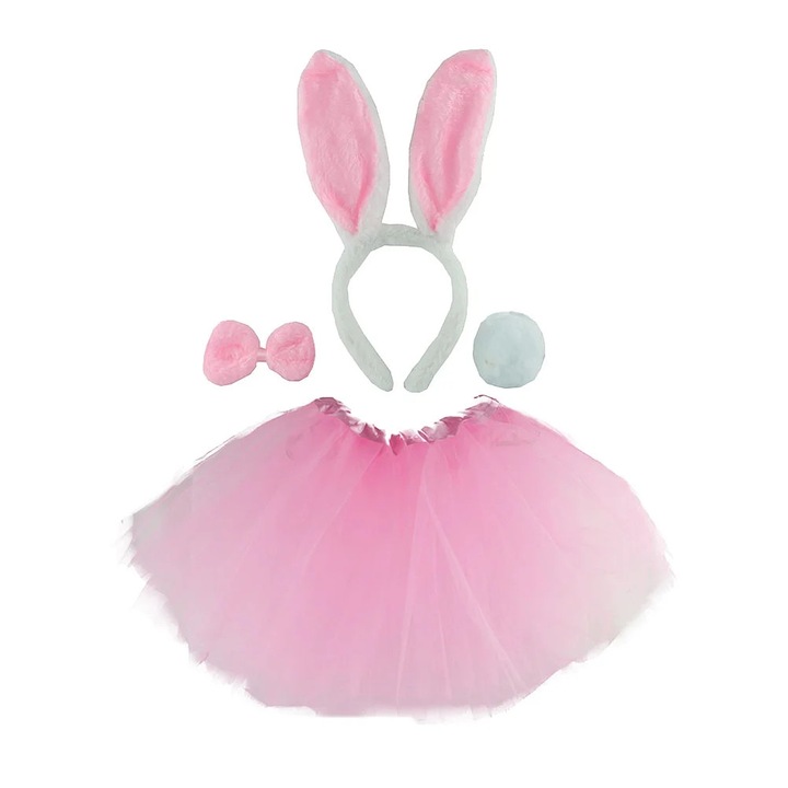 Set fusta si accesorii iepuras, YANYXR, roz, 29cm, 3-14 ani