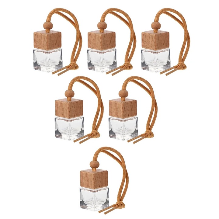 YANYXR 6 db autós parfümös üveg szett, üveg és bükkfa, többszínű, 4.6x2.5x2.5cm