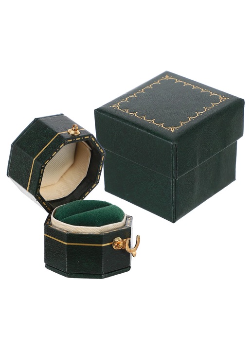 YANYXR sötétzöld műbőr eljegyzési gyűrű doboz 3.5x3x3 cm