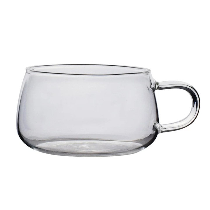 YANYXR boroszilikát üveg bögre, átlátszó, 250ml, 8x8x5.3cm, fogantyúval
