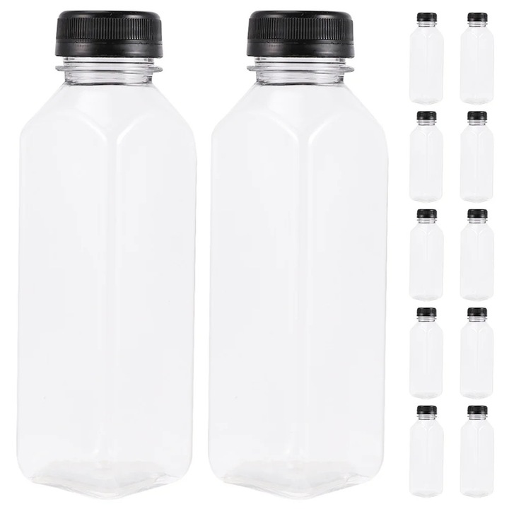 Комплект 12 пластмасови бутилки YANYXR 400ml черни 16.9x5.6x3.8cm, за многократна употреба