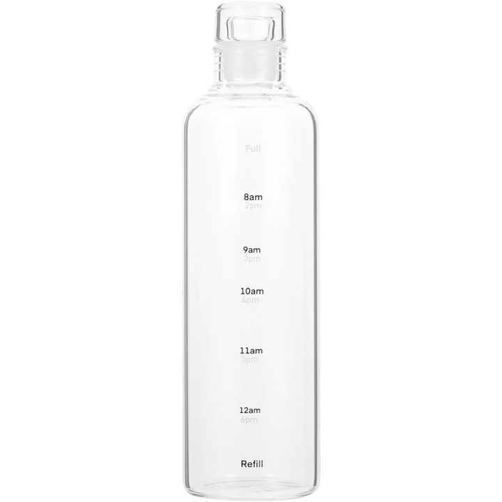Бутилка за вода YANYXR 500ml стъклена, плътно затваряща се капачка, прозрачна, 23x6x6cm