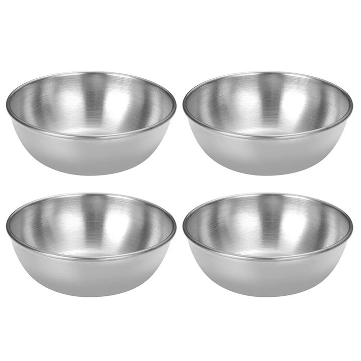 4 db YANYXR rozsdamentes acél ezüst fűszertálka készlet 8.3x8.3x3cm