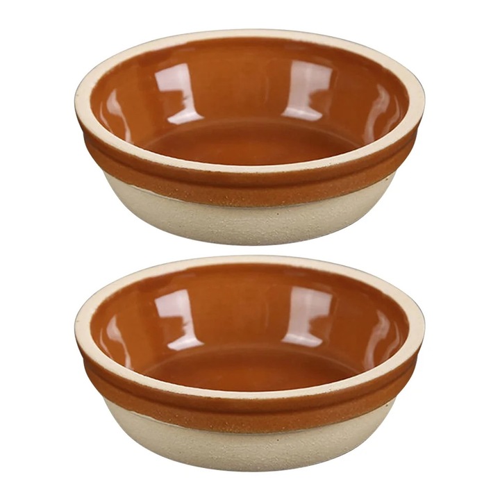 YANYXR kerámia tálkészlet, 2 db, barna és khaki, 12x12x3.5cm