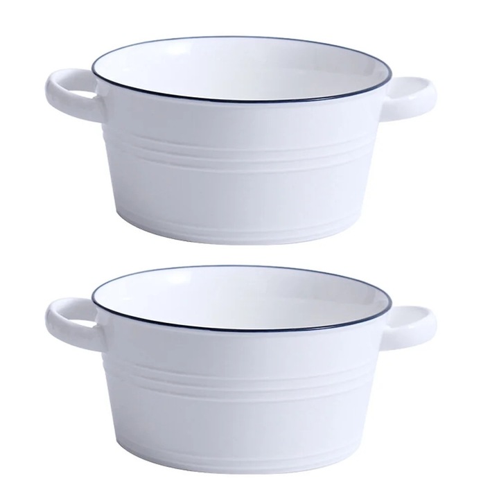 Boluri ceramica YANYXR set 2 piese alb 16.5x12x6 cm