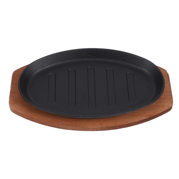 Platou steak YANYXR, lemn si fier, multicolor, 28x17x3.5cm
