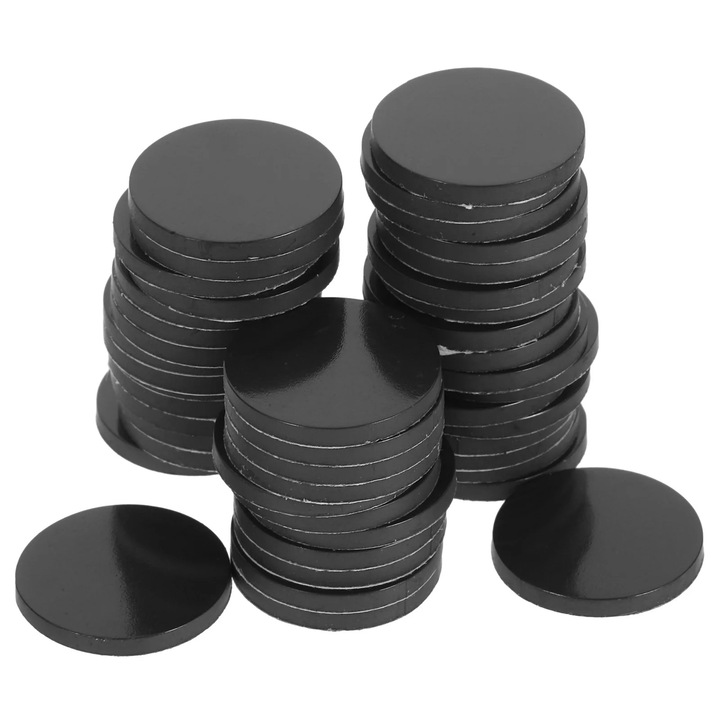 Magnet rotund adeziv YANYXR negru 2x2x0.2cm set 45 buc